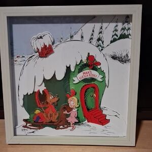 Hobby Lobby Christmas Holiday Framed Art with Max's Sleigh Rides From The Grinch